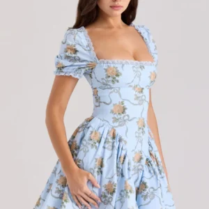 Kurzes Perlenkleid Blau