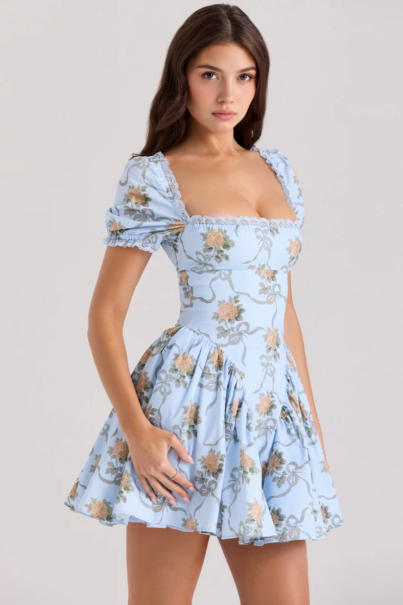 Kurzes Perlenkleid Blau