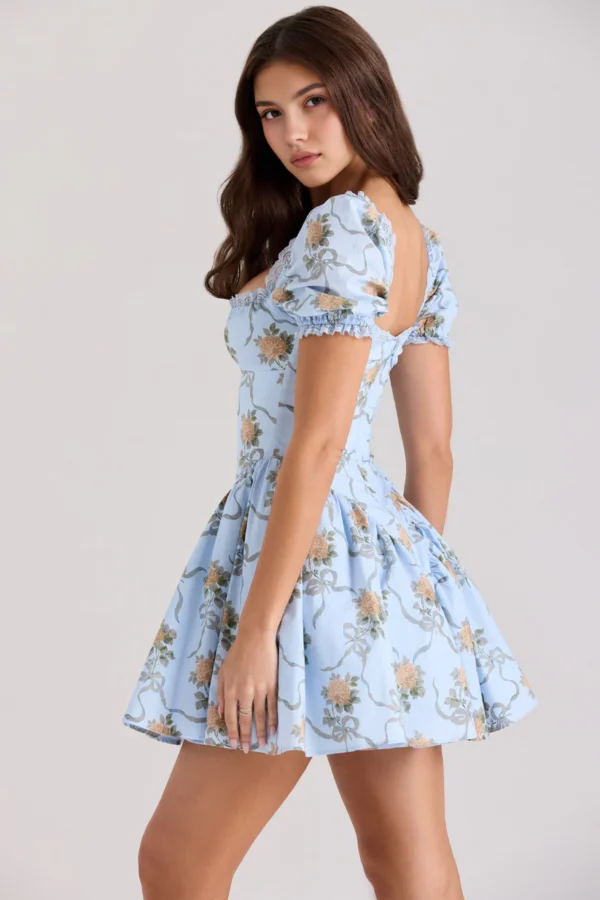 Kurzes Perlenkleid Blau - Imagem 2